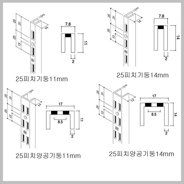 25피치찬넬기둥